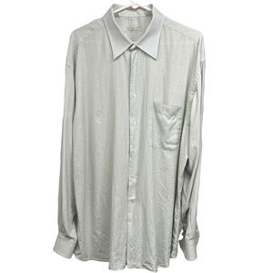 Ermenegildo Zegna Shirt 17.5/44 Mint Green Small Plaid made in Italy